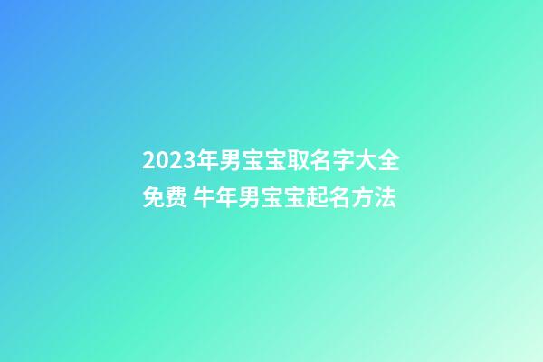 2023年男宝宝取名字大全免费 牛年男宝宝起名方法